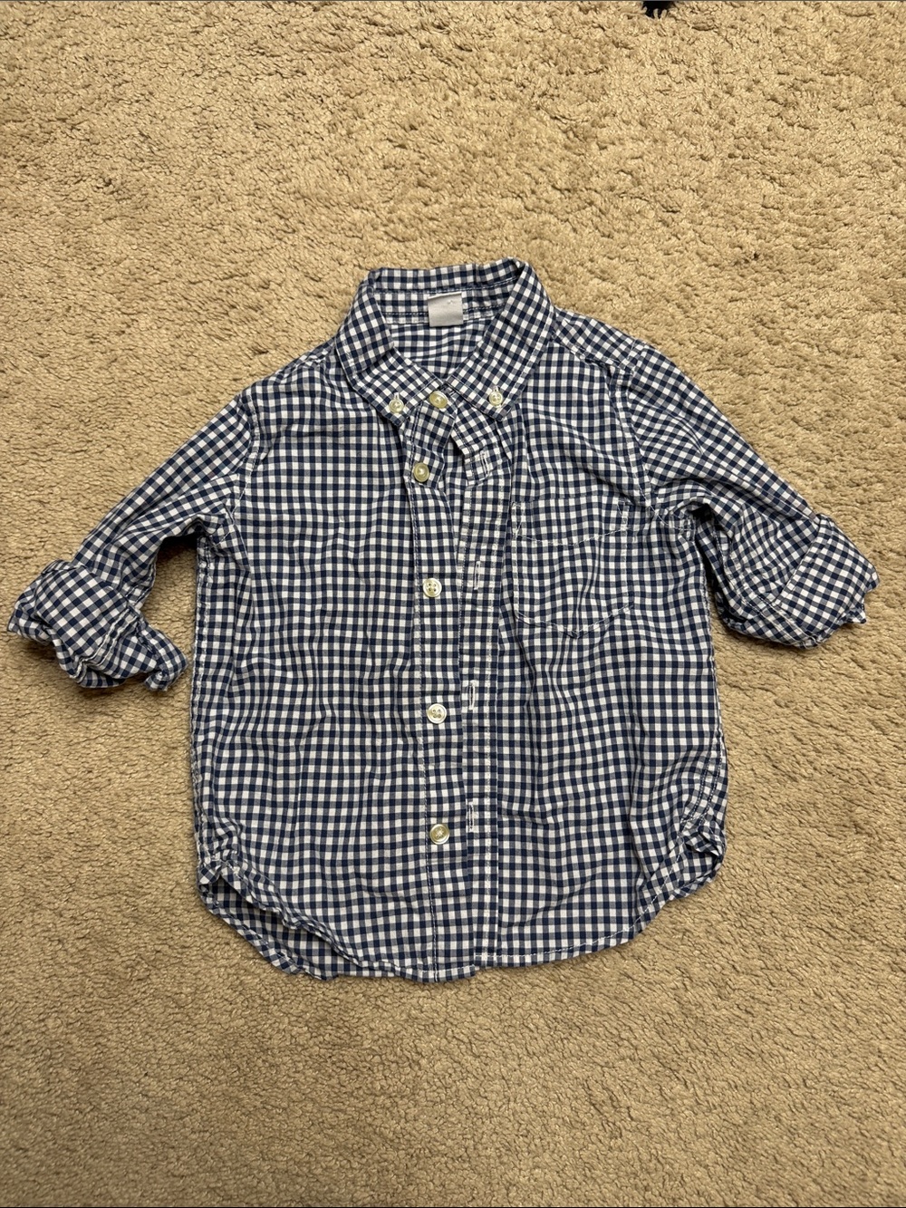 GAP Navy and White Gingham Button-Down Shirt